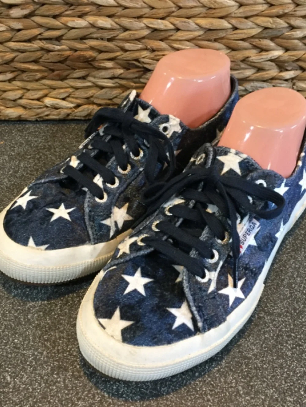 Superga Navy Blue Star Print Sneakers